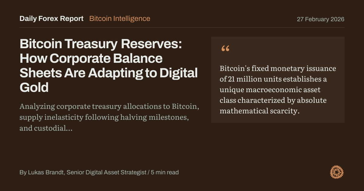 Bitcoin Treasury Reserves: How Corporate Balance Sheets Are Adapting to Digital Gold: Bitcoin Intelligence, Daily Forex Report