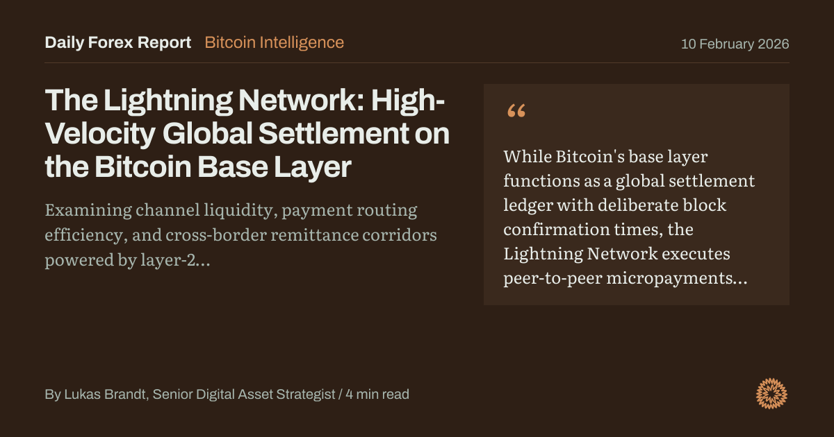 The Lightning Network: High-Velocity Global Settlement on the Bitcoin Base Layer: Bitcoin Intelligence, Daily Forex Report