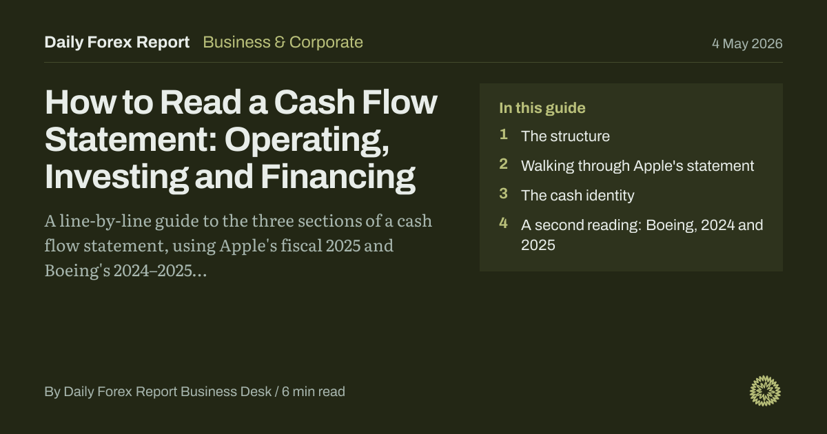 How to Read a Cash Flow Statement: Operating, Investing and Financing: Business & Corporate, Daily Forex Report