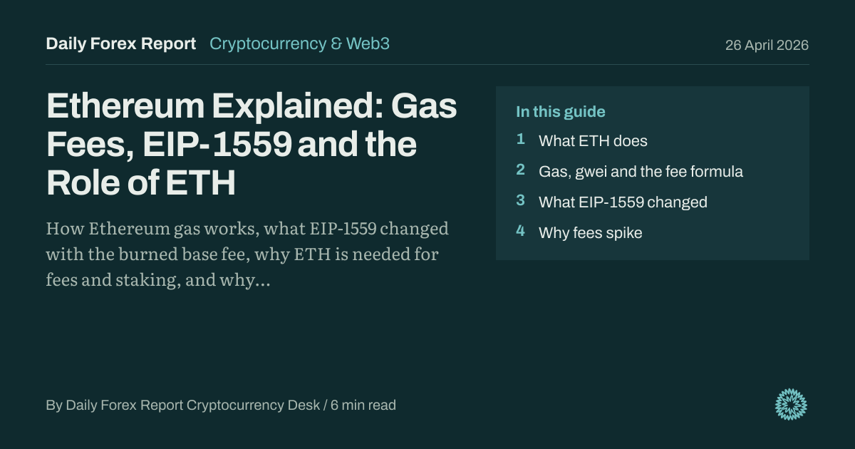 Ethereum Explained: Gas Fees, EIP-1559 and the Role of ETH: Cryptocurrency & Web3, Daily Forex Report